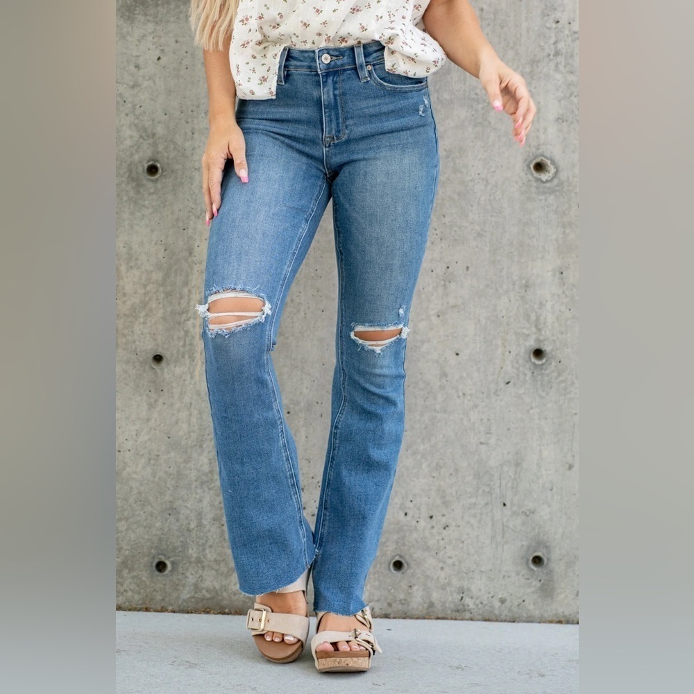 KanCan Flare Jeans Denim High Rise Boot Cut 13 30 Distressed